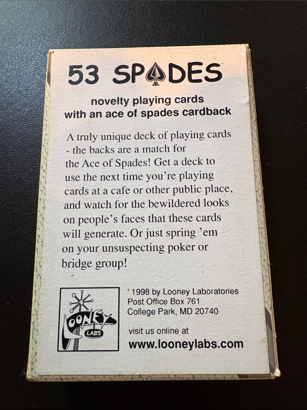 VTG 1998 - 53 Spades Novelty Playing Cards